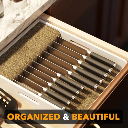 Large Knife Drawer Organizer Bamboo Insert Dock