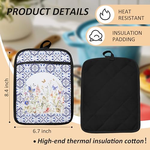 Colorful Wildflowers Floral Oven Mitts Set