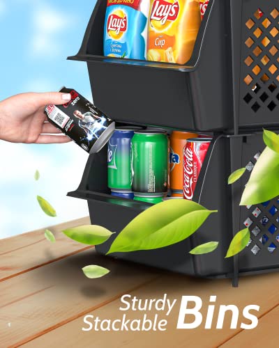 Stackable Storage Bins Open Front for Pantry Storage (4 Count)