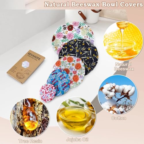 5Pcs Reusable Beeswax Elastic Bowl Covers for Bread Proofing and Food Cover (5 Count)