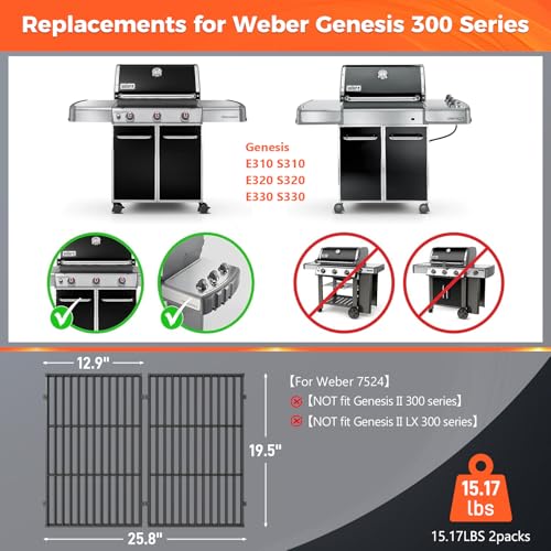 19.5" Grill Grates for Weber Genesis 300 Series