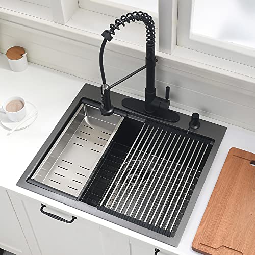 25 Inch Black Drop In Kitchen Sink