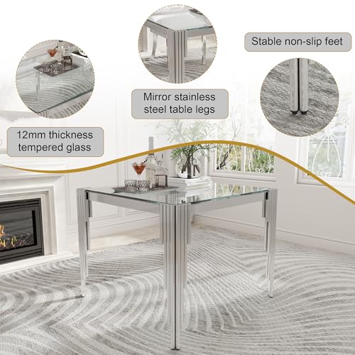 37'' Square Glass Dining Table Set for 4 (5 Count)