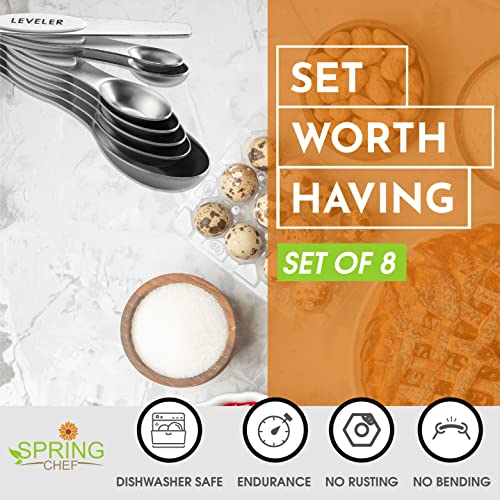 Stainless Steel 8 Magnetic Measuring Spoons for Kitchen