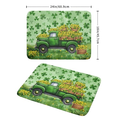 Holiday Dish Drying Mat for Kitchen Counter（Green Lucky Truck）