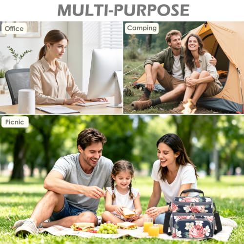 Double Layer Cooler Insulated Lunch Bag Adult Lunch Box Large Tote Bag for Men