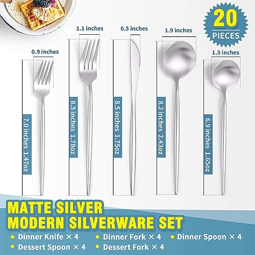 Matte Silverware Set for 4 (4 Count)