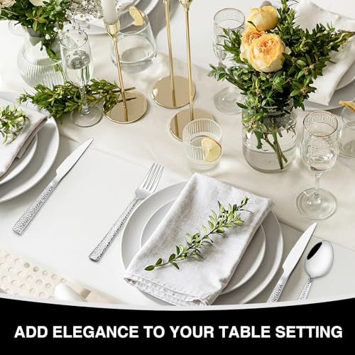 Hammered Silverware Set (40 Count)