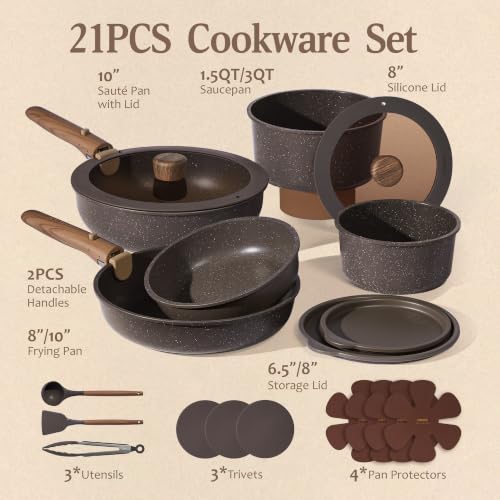21pcs Pots and Pans Set Non Stick