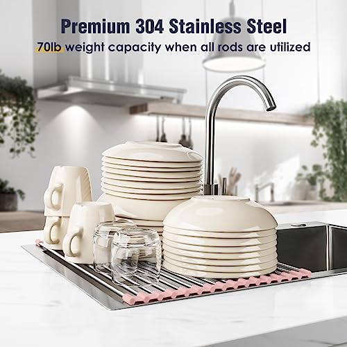 Roll Up Dish Drying Rack Over Sink