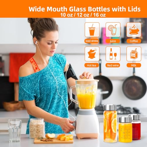 Glass Juice Bottles 6 Pack 10 oz (6 Count)