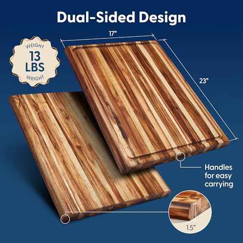 Highland Teak Wood Extra Large Cutting Board 23x17x1.5"
