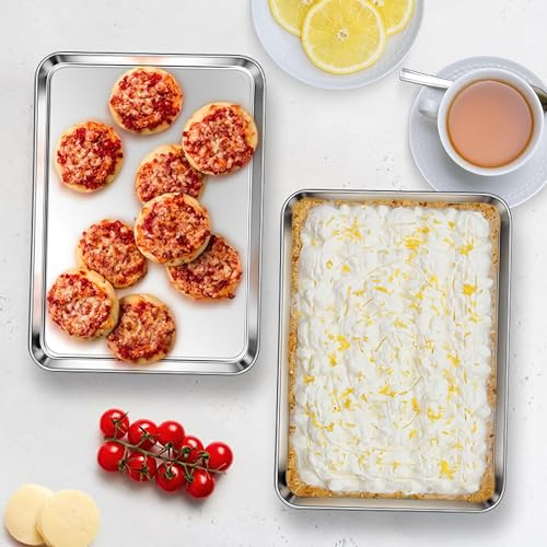 10x8 Inches Small Stainless Steel Baking Sheet Set of 2 (2 Count)