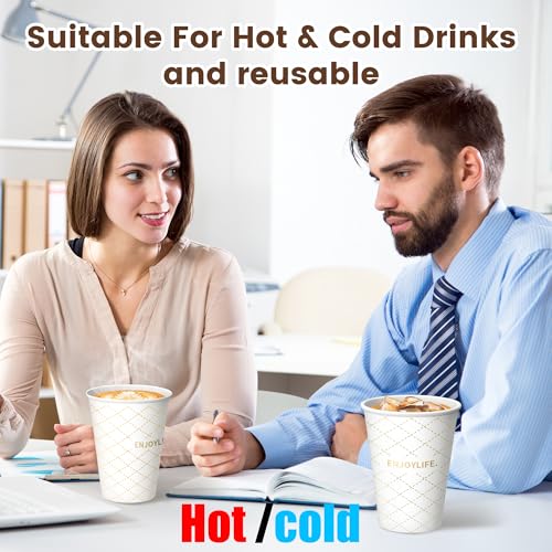 Disposable Paper Coffee Cups 12 oz 100 Count