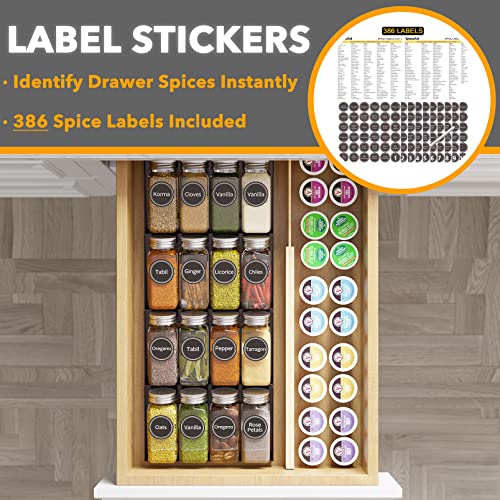 Spice Drawer Organizer with 16 Spice Jars