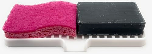 Silicone Soap Dish Tray and Sponge Holder with Drain Chute