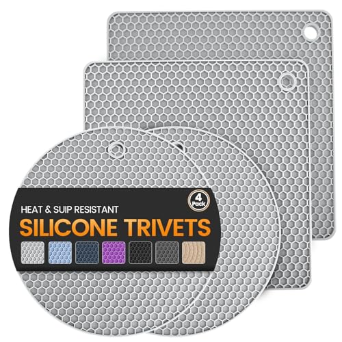 Silicone Trivet Mats 4 Heat Resistant Pot Holders Multipurpose Non