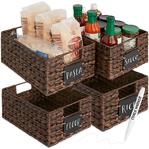 Set of 4 9x12in Water Hyacinth Pantry Baskets (4 Count)