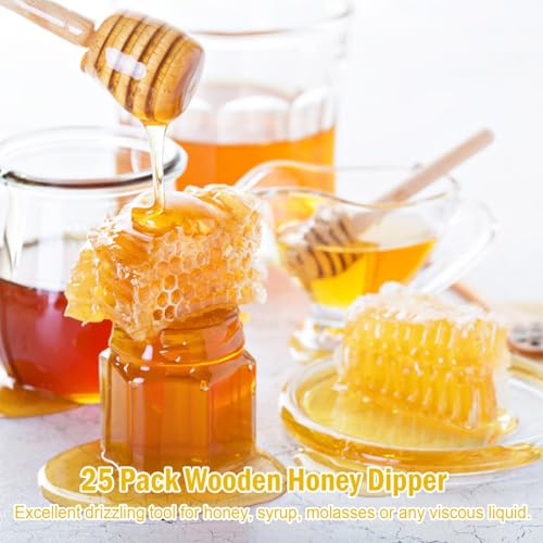 25 PCS Wooden Honey Dipper Sticks (25 Count)