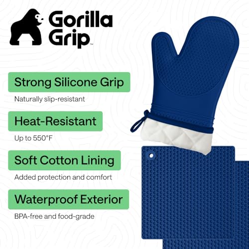 BPA Free Silicone Oven Mitts and Pot Holders Set (4 Count)