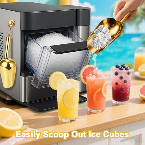 Stainless Steel Ice Scoop for Freezer with Magnetic Hook & Ice Tongs