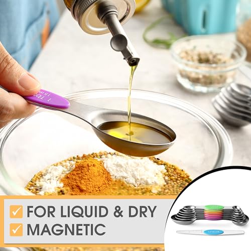 Stainless Steel Magnetic Measuring Spoons Set of 8