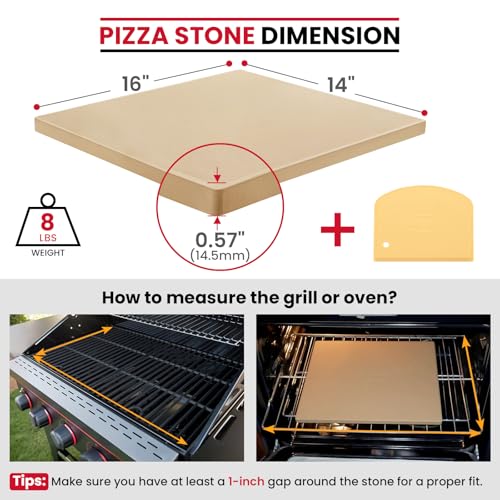 16 x 14 Inch Pizza Stone for Oven and Grill