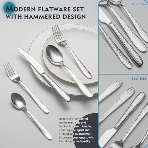 Hammered Silverware Set (40 Count)
