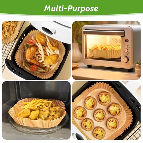 360 Pcs 6.5” Square Air Fryer Paper Liners Disposable Unbleached Heavy Duty (360 Count)
