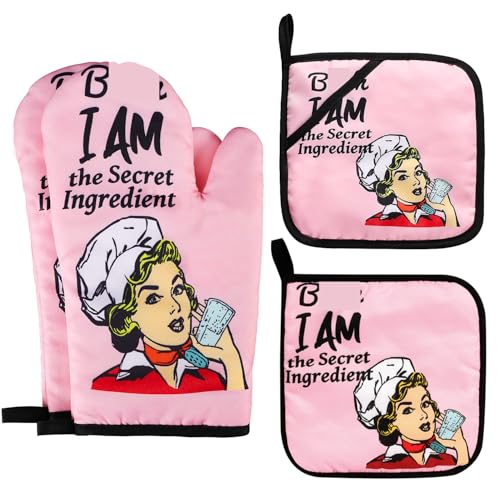 Funny Oven Mitts and Pot Holders Sets Cooking BBQ Non