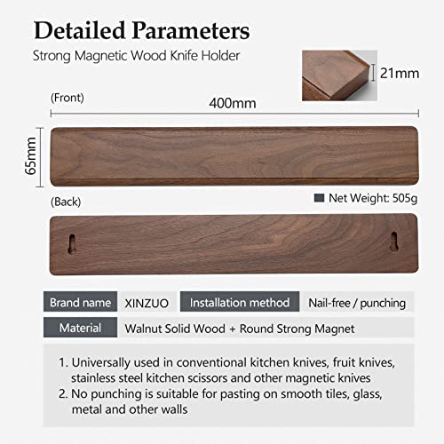Walnut Wood Knife Magnetic Strips 16 Inch