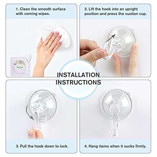 Suction Cup Hooks with Wipes (4 Count)