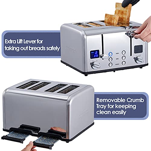 4 Slice Stainless Steel Toaster with Digital Display
