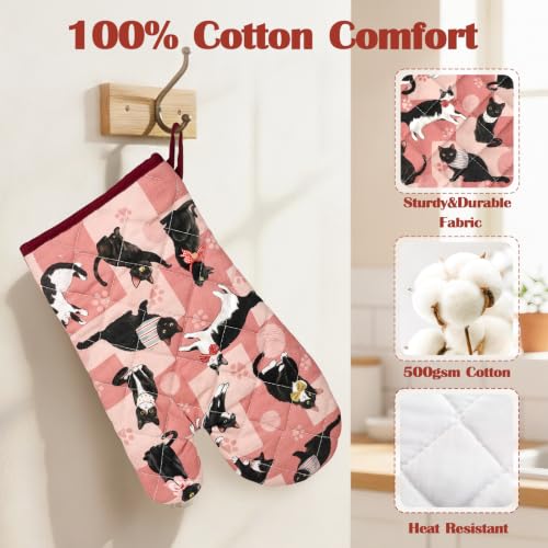 Black Cat Oven Mitts and Pot Holders Set (4 Count)