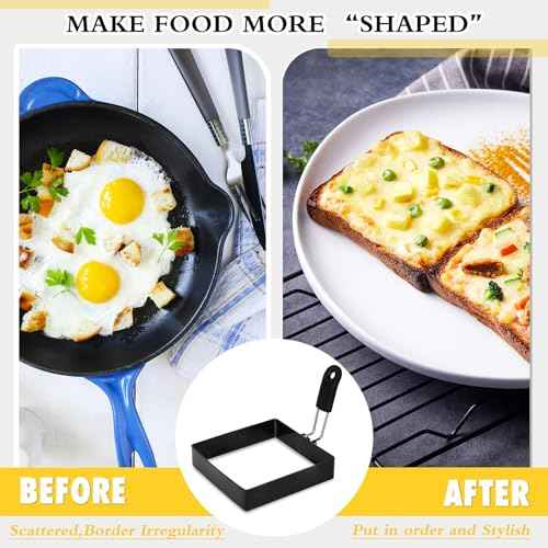 4'' Square Egg Rings with Silicone Handle