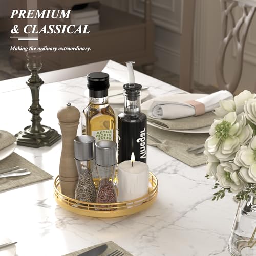 9 Inch Gold Lazy Susan Spice Organizer with Guard Rail