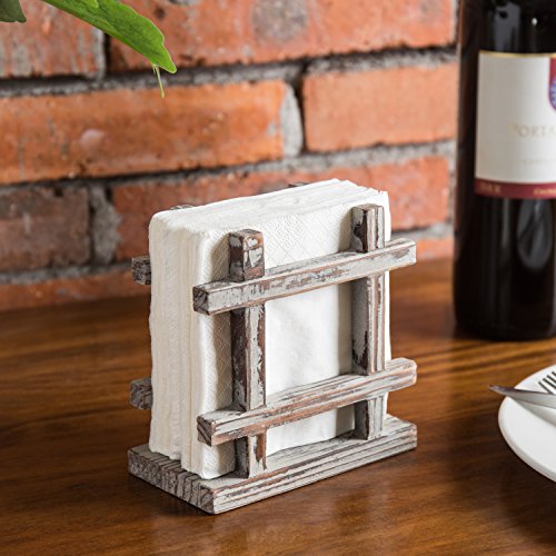 Farmhouse Rustic Torched Wood Napkin Holder for Table with Cross
