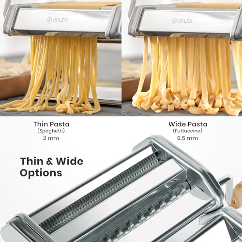 3-in-1 Pasta Maker, 9 Thickness Settings, Dough Rollers & 2 Size Cutters