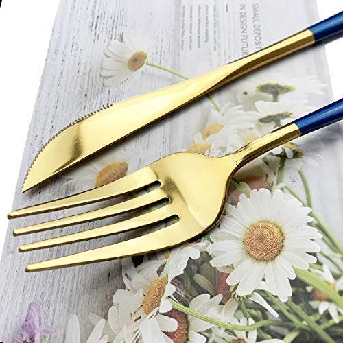 Blue Gold Silverware Set (6 Count)