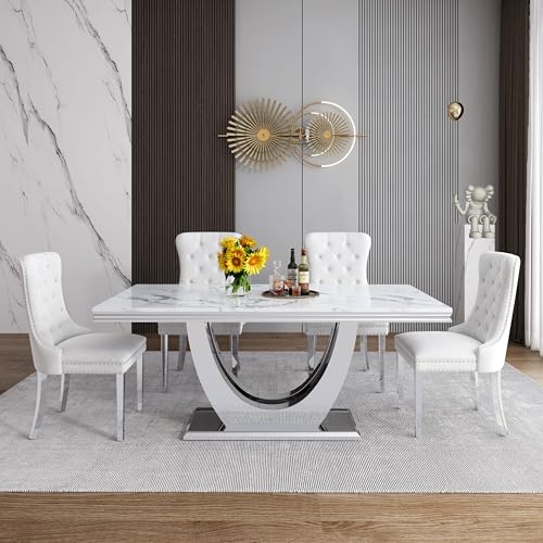 Marble Dining Table Set for 6 (7 Count)