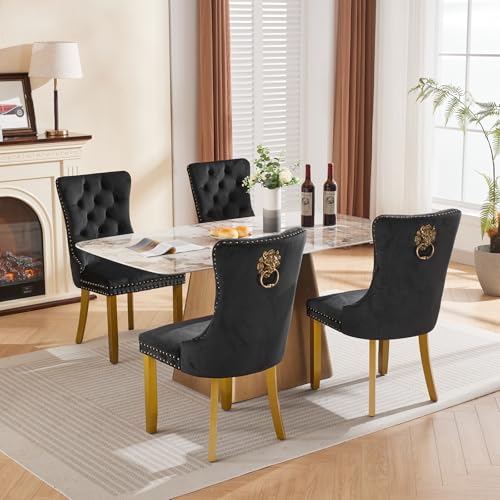 Black Velvet Dining Chairs Set of 4 (4 Count)