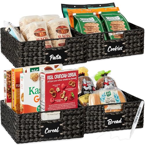 Set of 4 13x12in Water Hyacinth Pantry Baskets (4 Count)