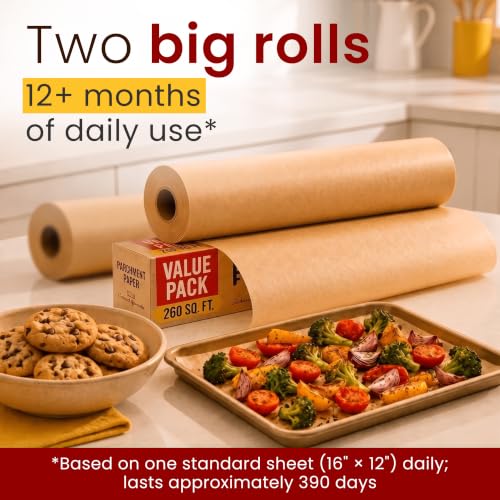 Unbleached Parchment Paper for Baking (520 Count)