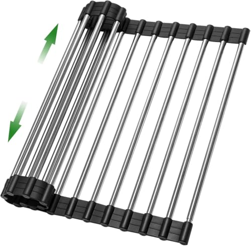 Expandable Roll Up Dish Drying Rack Over The Sink Rack
