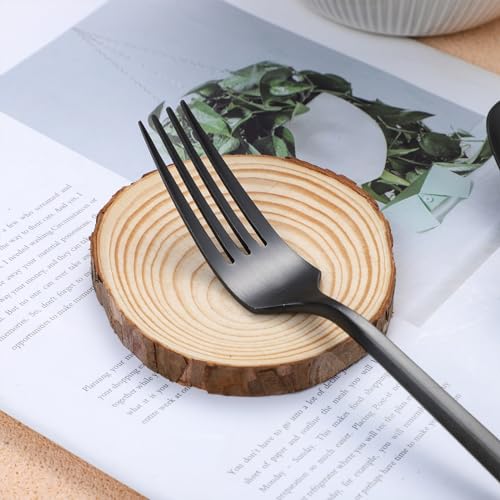 Matte Silverware Set Black Flatware Set with Hexagon Handle 20 Pieces 18