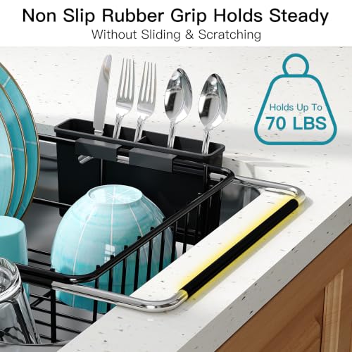 Black Dish Drying Rack in Sink