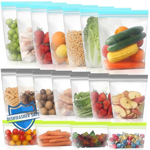 18 Pack Stand Up Reusable Freezer Bags