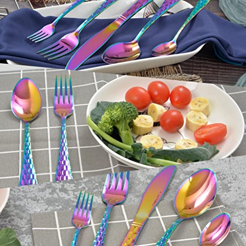 Hammered Silverware Set 20 Pieces
