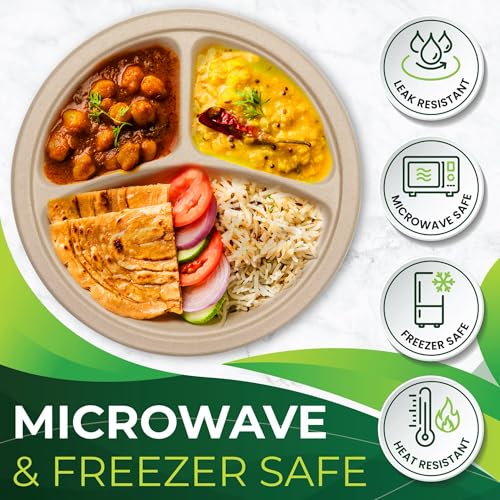 100PCS 100% Compostable 10in Brown Paper Plate (100 Count)