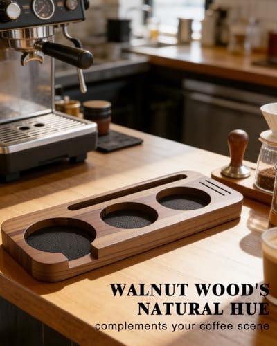 Solid Walnut Espresso Tamping Station Espresso Organizer Station